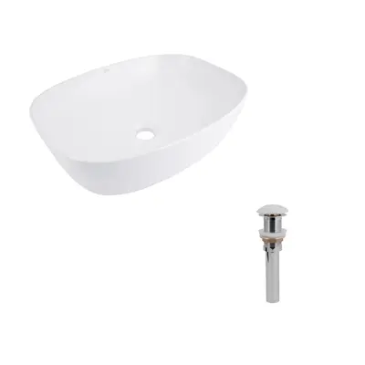 Комплект Qtap Cardinal: Раковина накладна 500×380×140 мм, White, овальна + Донний клапан Pop-up PU02
