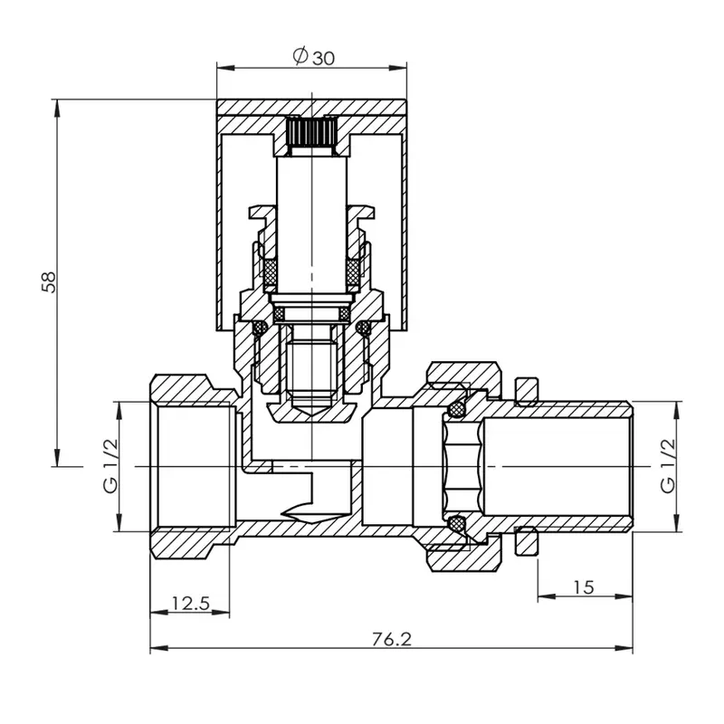 Кран радіаторний SD Forte 1/2" прямий хром SF235W15 Кран радіаторний SD Forte 1/2" прямий хром SF235W15