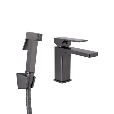 Змішувач для раковини Qtap Gemini (з гігієнічним душем) QTGEM272GMB45692 Gunmetal Black PVD