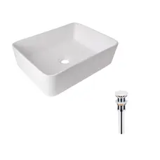 Комплект Qtap Tern: Раковина накладна прамокутна 480х370х135 мм White + Донний клапан PU02