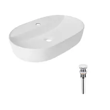 Комплект Qtap Scorpio: Раковина накладна овальна 600х400х120 мм White + Донний клапан PU02