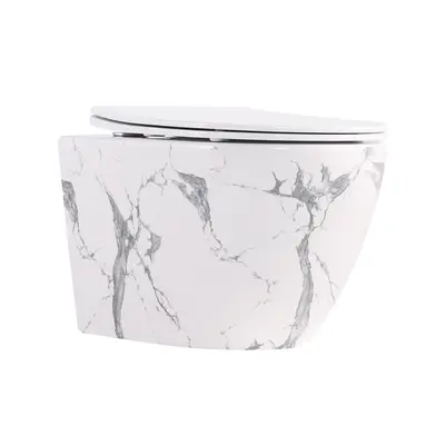 Унітаз підвісний Robin Ultra Quiet 490×365×325 мм, Marble, з сидінням Slim Duroplast / Soft-close / Quick Release QT13332381АSMR Qtap