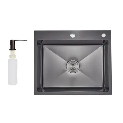 Lidz Handmade H6050HB Мийка для кухні інтегрована Decor Black PVD Honeycomb 2,5/0,5 мм LDH6050BDECPVD48371