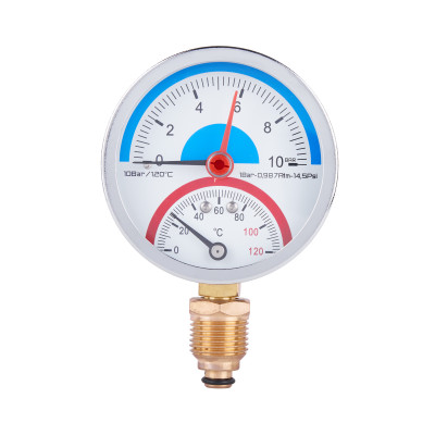 Термоманометр Thermo Alliance Standart нижнього підключення 1/2"З Ø80мм 120°C 10 бар SD17210B