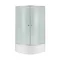 Душова кабіна Latwa SC80x80.SAT.HIGH.FR полукругла, скло Frost 4 мм + Душовий піддон KAPIELKA ST80x80x41, з панеллю Lidz
