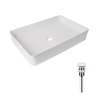 Комплект Qtap Tern: Раковина накладна прамокутна 600x400x110 мм WHITE + Донний клапан PU02