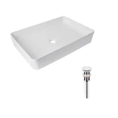 Комплект Qtap Tern: Раковина накладна прамокутна 600x400x110 мм WHITE + Донний клапан PU02