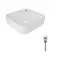 Комплект Qtap Stork: Раковина накладна квадратна 430x430x125 мм White + Донний клапан PU02