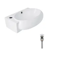 Комплект Qtap Leo: Раковина підвісна овальна ліва 430x285x160 мм White + Донний клапан PU02O