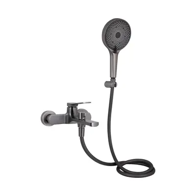 Змішувач для ванни Qtap Slavonice (з душовим гарнітуром) QTSLV259GMB48035 Gunmetal Black PVD