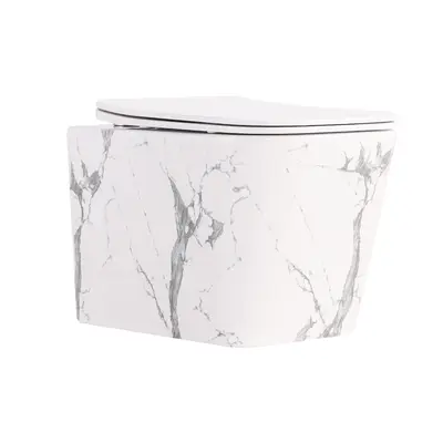 Унітаз підвісний Tern Ultra Quiet 490×365×325 мм, Marble, з сидінням Slim Duroplast / Soft-close / Quick Release QT17332303ASMR Qtap