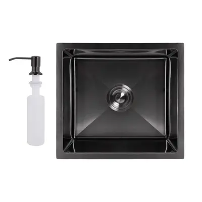 Мийка для кухні інтегрована під стільницю Lidz Handmade H4843B Brushed Black PVD 3,0/1,0 мм LDH4843BRUBLM49440