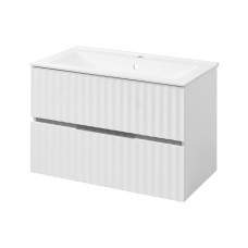 Тумба підвісна "Marble" 80 з умивальником "Еліт 80", сіра вставка для ванної кімнати