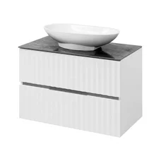 Тумба підвісна "Marble" 80 зі стільницею та умивальником "Овал", сіра для ванної кімнати