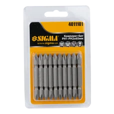 Набір біт двосторонніх PН1-PН2×65мм 1/4" 10шт S2 (блістер) SIGMA (4011101)