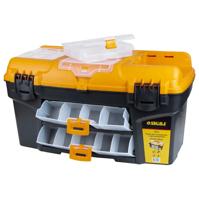 Ящик для інструменту зі знімними органайзерами і консоллю 534×291×280мм SIGMA (7404141) Ящик для інструменту зі знімними органайзерами і консоллю 534×291×280мм SIGMA (7404141)