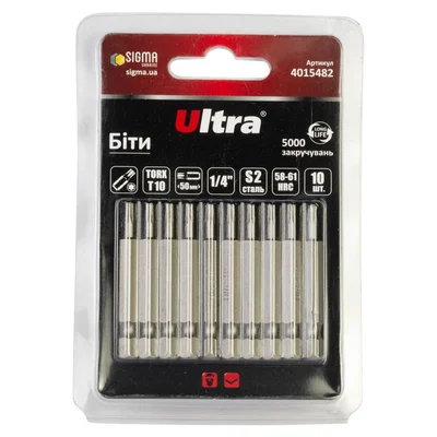 Біти TORX 10×50мм ¼" 10шт S2 (блістер) ULTRA (4015482)