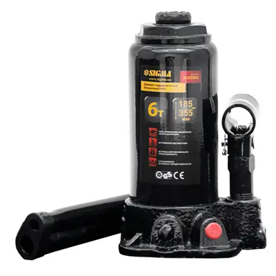 Домкрат гідравлічний пляшковий mid 6т H 185-355мм SIGMA (6105061) Домкрат гідравлічний пляшковий mid 6т H 185-355мм SIGMA (6105061)