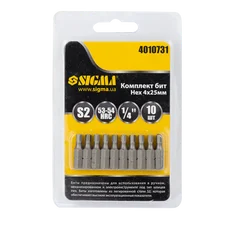 Набір біт H4×25мм 1/4" 10шт S2 (блістер) SIGMA (4010731)