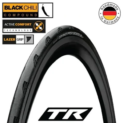 Покришка безкамерна Continental Grand Prix 5000S чорна, складна BlackChili, Active Comfort Technology, Lazer Grip