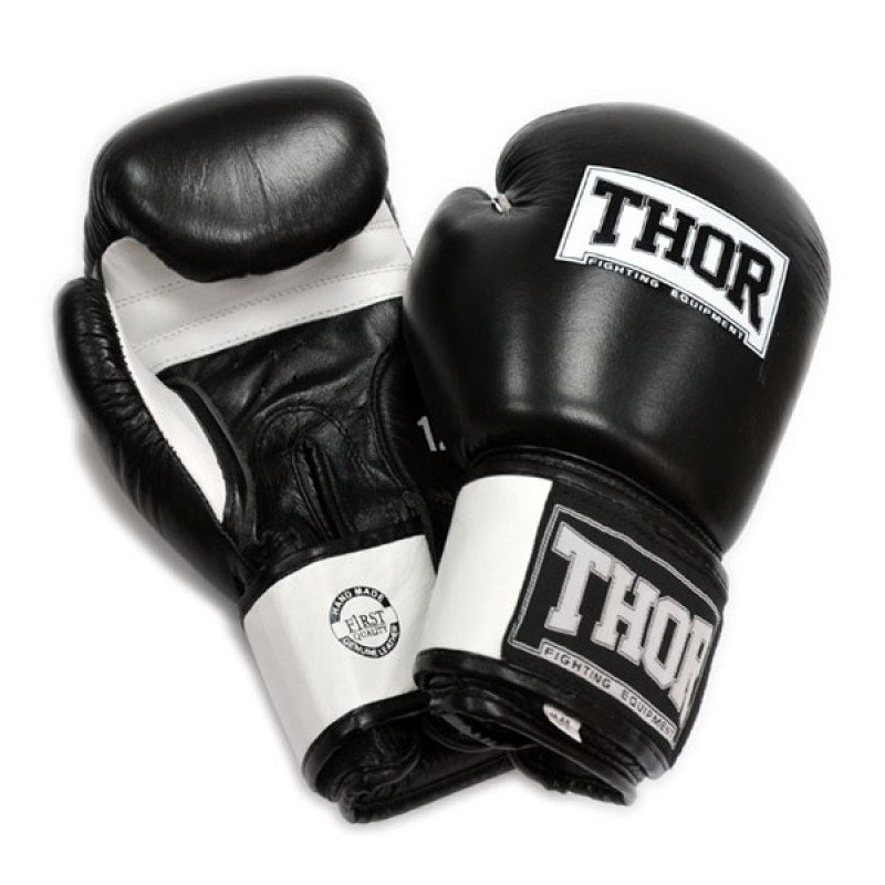 Перчатки боксерские THOR SPARRING 12oz /Кожа /черно-белые