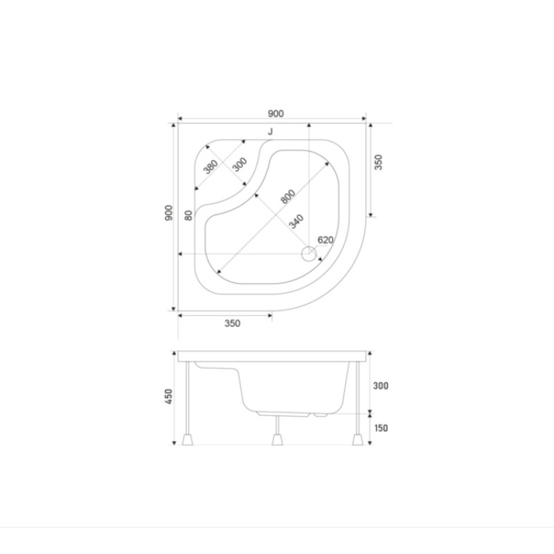 Душовий піддон SHOWER Cellesse (90x90)
