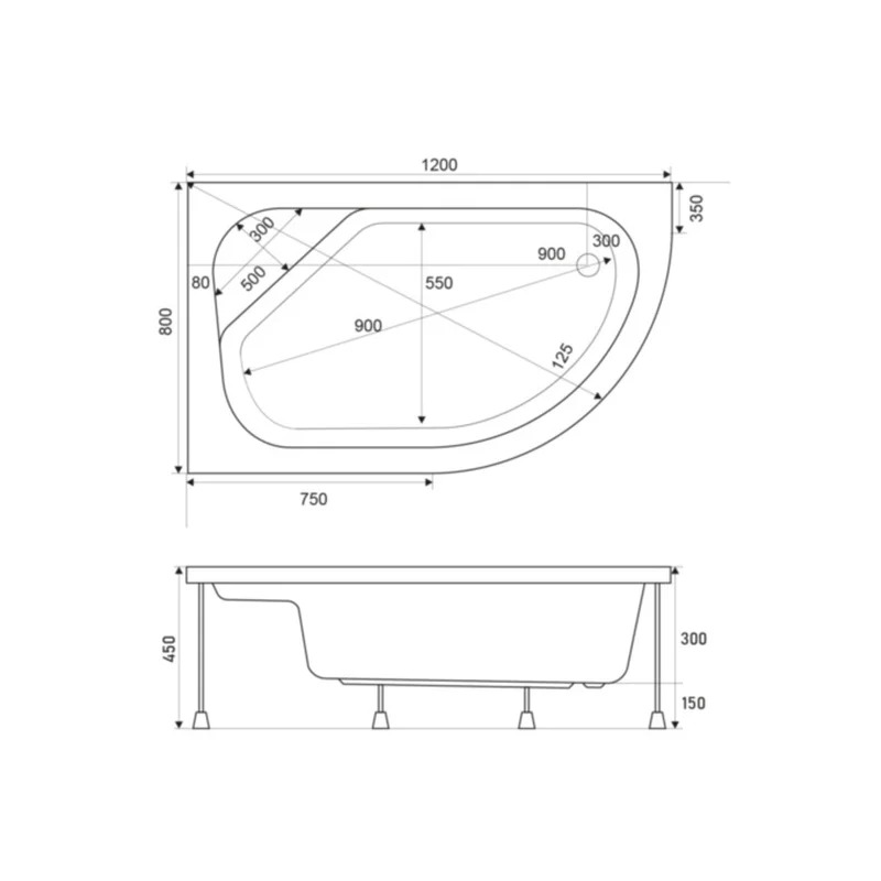 Душовий піддон SHOWER Ferisya (120x80) L