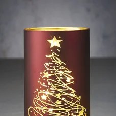 Світильник декоративний скляний "Luca Lighting", led 15, 9*15 см, червоний, сніжинки, 3 АА