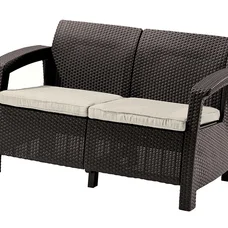 Диван пластиковий садовий Keter Corfu II Love seat, коричневий