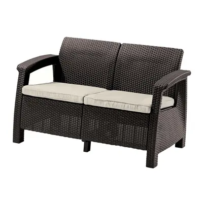 Диван пластиковий садовий Keter Corfu II Love seat, коричневий