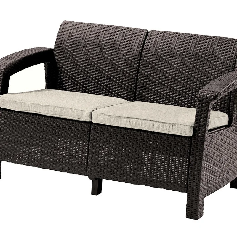 Диван пластиковий садовий Keter Corfu II Love seat, коричневий