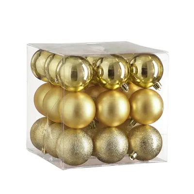 Ялинкові пластикові кульки "House of Seasons" комплект 27 шт, Ø 6 см, золотисті