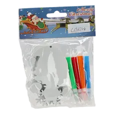 Прикраси для розфарбовування "Санта зі сніжинкою" Chomik, комплект 3 шт, 10 см та фломастери 4 шт