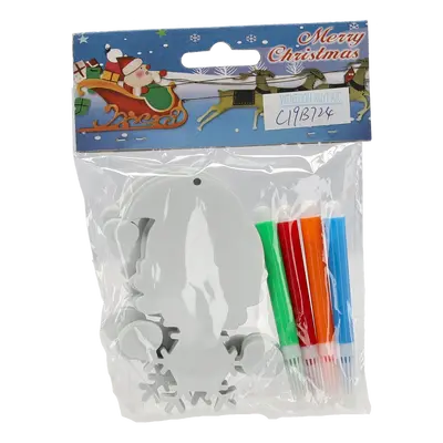 Прикраси для розфарбовування "Санта зі сніжинкою" Chomik, комплект 3 шт, 10 см та фломастери 4 шт