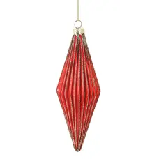 Ялинкова скляна прикраса "Chomik" 14 см, рельєфна червона