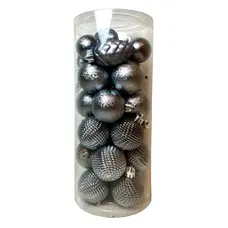 Ялинкові пластикові іграшки "Chomik" комплект 31 шт, Ø 3/4,5 см, сіро-сині