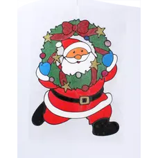 Наклейка новорічна "Санта з різдвяним віночком" Chomik, 31х47 см