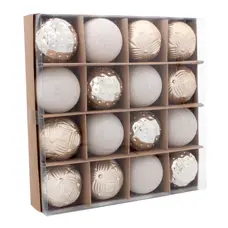 Ялинкові пластикові кульки "Chomik" комплект 16 шт, Ø 6 см, шампань