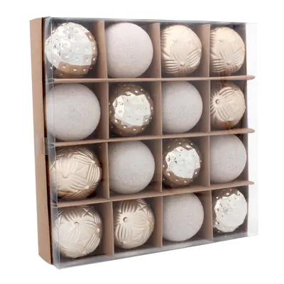 Ялинкові пластикові кульки "Chomik" комплект 16 шт, Ø 6 см, шампань