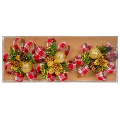 Прикраса декоративна Кульки Chomik з шишкою 11 см, комплект 3шт, золоті