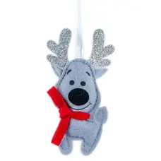 Підвіска новорічна «Олень» Jumi, текстиль, 10 см, сіра