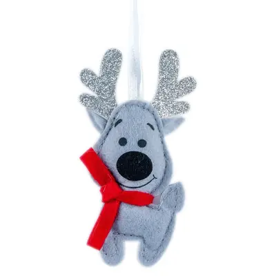 Підвіска новорічна «Олень» Jumi, текстиль, 10 см, сіра