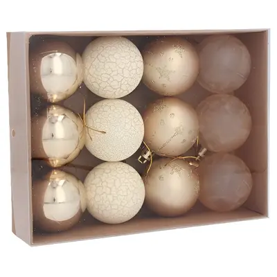 Ялинкові пластикові кульки Chomik комплект 12 шт, Ø 5см, золотисті