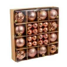 Ялинкові пластикові кульки Chomik компл. 44шт, Ø 3/6см, рожеві