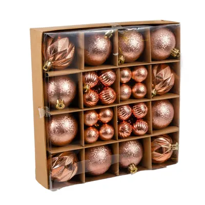 Ялинкові пластикові кульки Chomik компл. 44шт, Ø 3/6см, рожеві