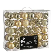 Ялинкові пластикові кульки і прикраси Mica Decorations компл. 60 шт, Ø 7/6 см, шампань