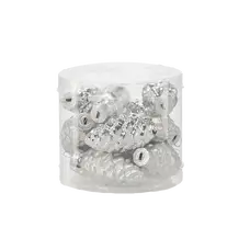 Ялинкові скляні прикраси Chomik Шишки комплект 16 шт, 3х6 см, срібні