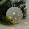 Ялинкова скляна кулька Chomik біла з LED підсвіткою 8 см, сніжинка велика