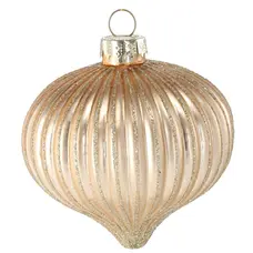 Ялинкова скляна прикраса Chomik шампань рельєфна 8 см, дзиґа