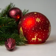 Світильник декоративний Chomik Куля, скляний, LED 12x11см, червоний